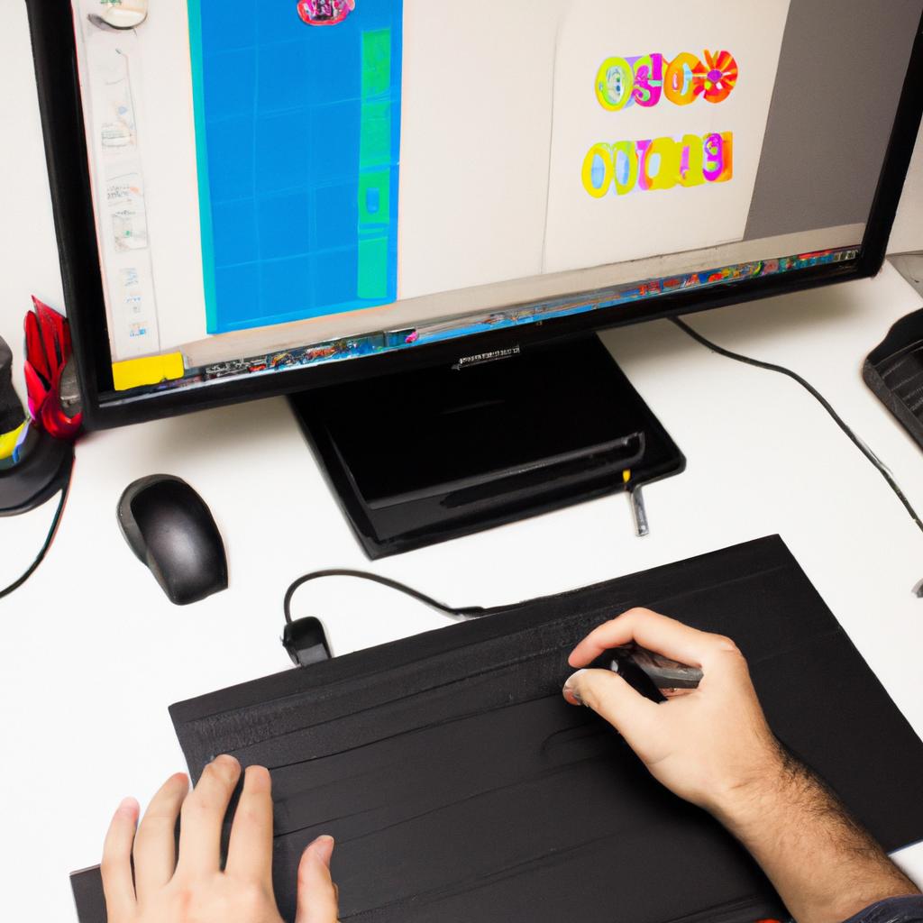 Person using computer designing graphics