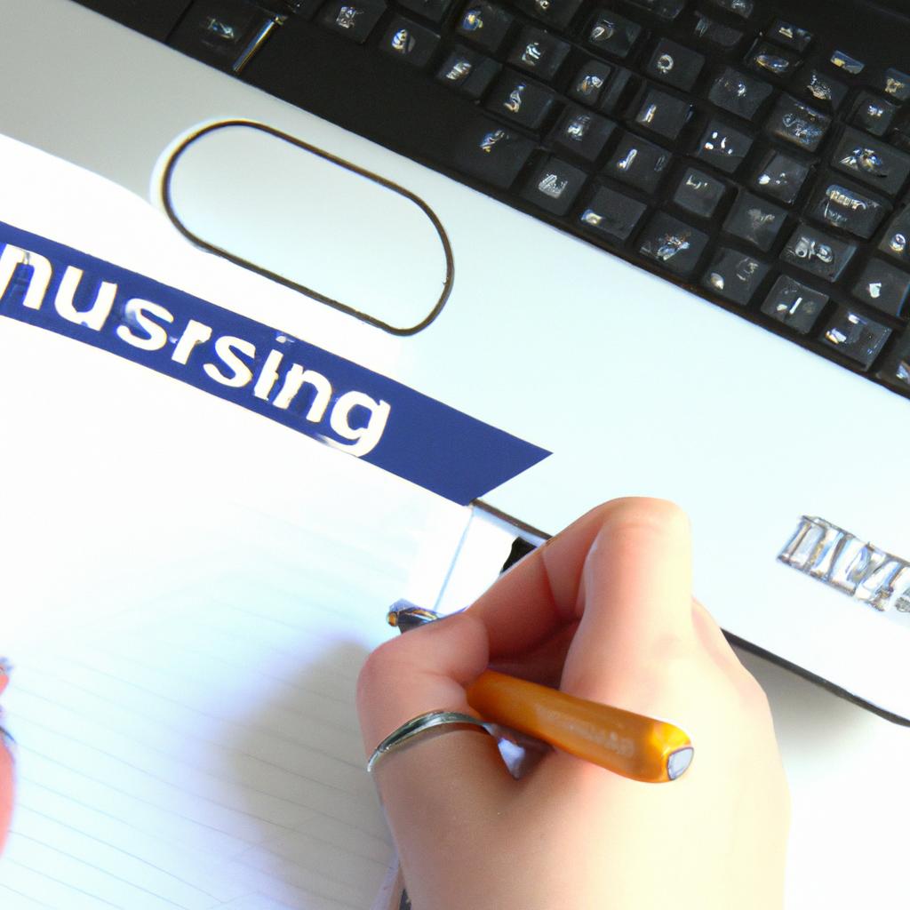 Person studying nursing online